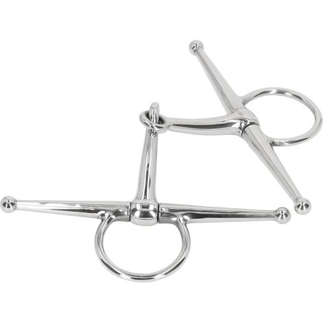 Mors de filet pour cheval en acier inoxydable, anneaux pleine joue, articulation centrale pour bouche 125mm (1/5)