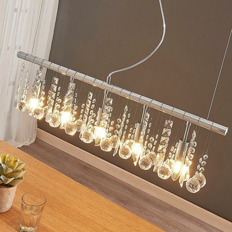 [NEUWERTIG] B-Ware Lindby Längliche Pendelleuchte Pendelleuchte Lampe Leuchte Matei Kristallen 5 Fl