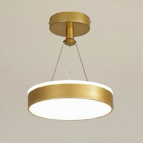 TRADE SHOP - Lampadario A Sospensione Led 24 Watt Cerchio Tondo Moderno Oro Doppia Luce 50520 - (1/5)
