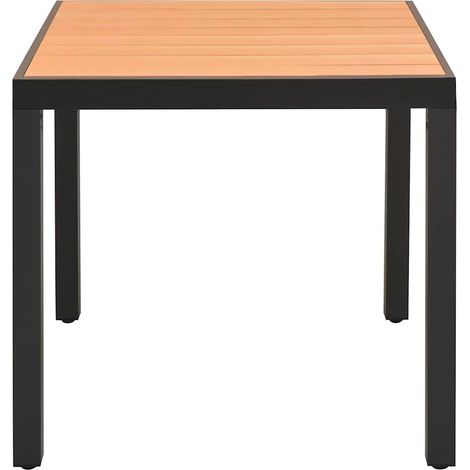 Table d'extérieur Table de salon de jardin - Marron 80 x 80 x 74 cm Aluminium et WPC BV956718 - BonneVie (1/4)
