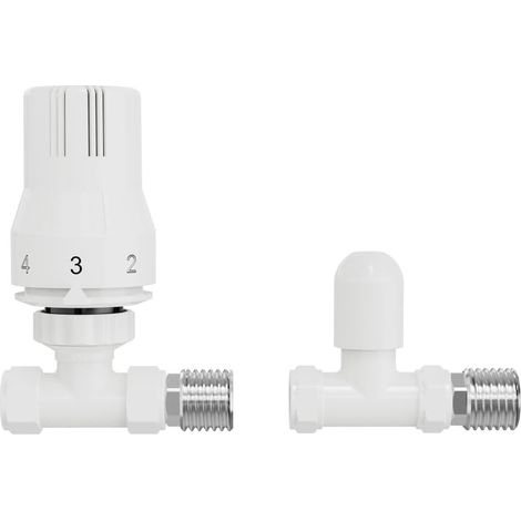 Warmehaus White Straight Thermostatic Radiator Valves 15mm