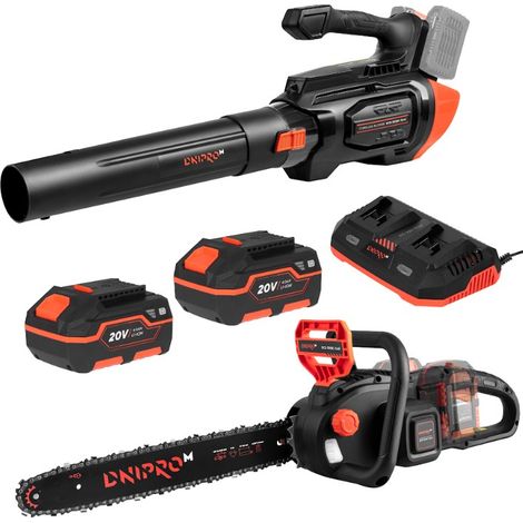 Promoción aniversario Dnipro-M: Kit soplador y motosierra, 2 baterías de 4 Ah y cargador Dual (1/5)