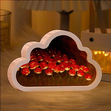 Lampe tulipe faite à la main entièrement assemblée – Veilleuse à fleurs mignonnes – Miroir infini tulipe et rose dans un verre – Cadeau pour femme ou fille – Lampara de Tulipanes Infinitos (1/5)