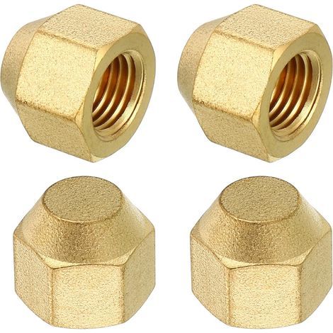 1/4" Messing-Bördelverschluss, 7/16-20UNF Innengewinde, 4-teiliges Set SAE-Bördelverschraubungen, 45-Grad-Sechskant-Rohrverschraubungen für Kältetechnik (1/5)
