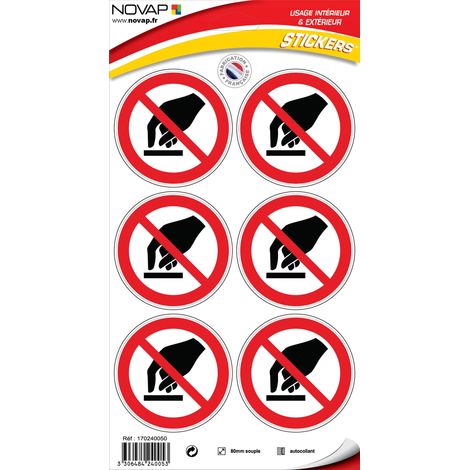 Planche 6 Pictogrammes Ø 80mm - Interdit de Toucher - 4240053