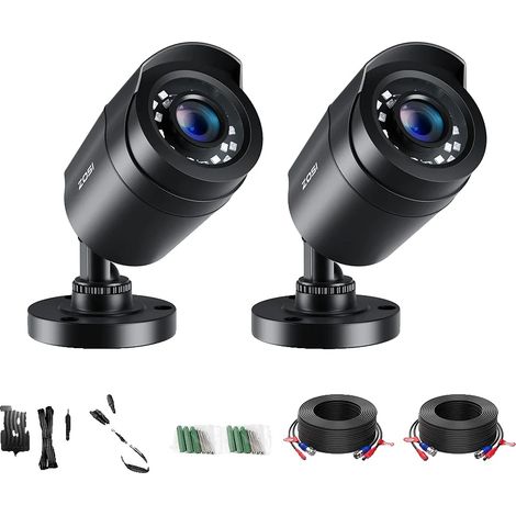 Caméra de sécurité, Résolution 1080P, 2MP, Étanche IP66, Vision nocturne jusqu'à 80 pieds, Angle de vue de 90° (1/5)