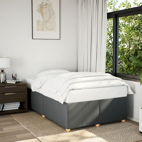 Cadre de lit avec sommier à lattes 120 x 200 cm en tissu gris foncé, sans matelas, 47.8kg - PANGIVO (1/5)
