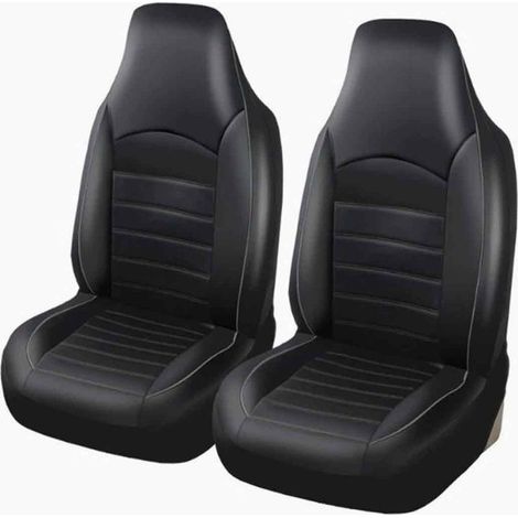 Vordersitzbezug - Kunstleder - Airbag-kompatibel - Universelle Passform für Autos - Schwarz und Grau - 2-teilig (1/5)