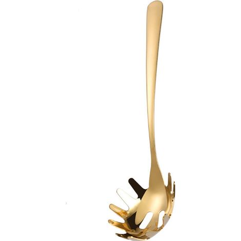 Cuillère à pâtes inox – Dorée – Passoire à fondue – Légère – Antiadhésive – Accessoire de cuisine (1/5)