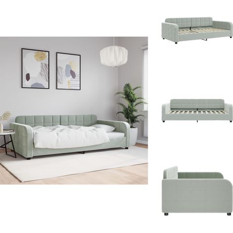Lit de repos sans matelas gris clair 100x200 cm velours - Lit De Repos - Lits De Repos - Canapé-lit - Lit D'appoint (1/5)