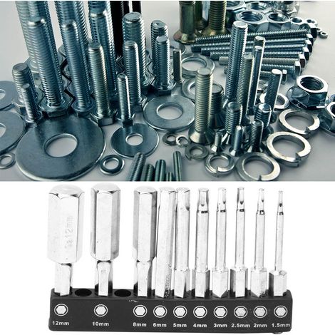 10 embouts hexagonaux magnétiques 1,5-12mm pour vissage, longueur 60mm (1/3)