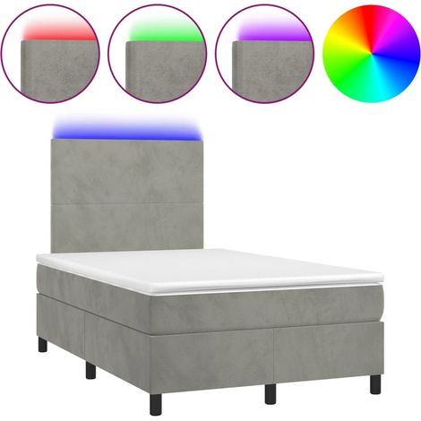 Lit double  Lit adulte  Sommier à lattes de lit avec matelas LED gris clair 120x190 cm