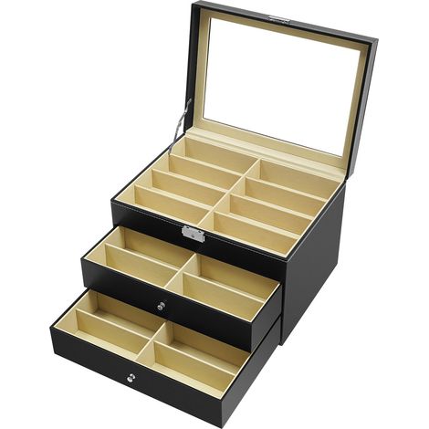 YISSALE-Brillenbox mit drei Etagen und 24 Fächern, Sonnenbrillenetui, Display, Aufbewahrungsregal, Aufbewahrungsbox. (1/5)