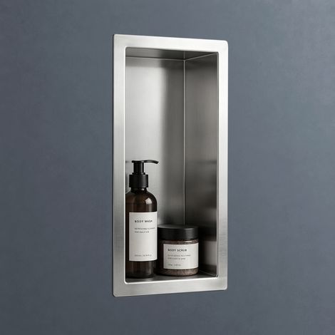 Doporro – Niche de douche à carreler 15x30cm – Étagère murale à encastrer en acier inoxydable – Installation verticale/horizontale – Compatible tous carrelages (1/5)