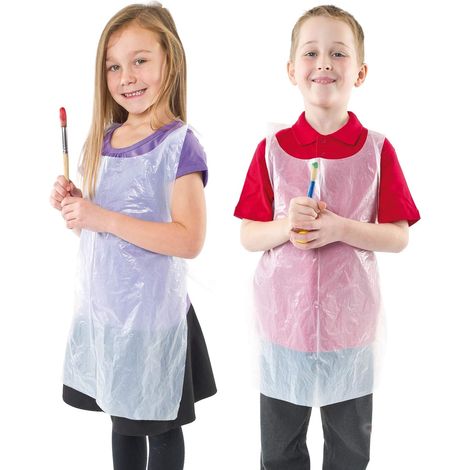 50 Tabliers Jetables, Protection Imperméable, Matériau Léger, Pour Arts Et Bricolage Enfants (1/5)