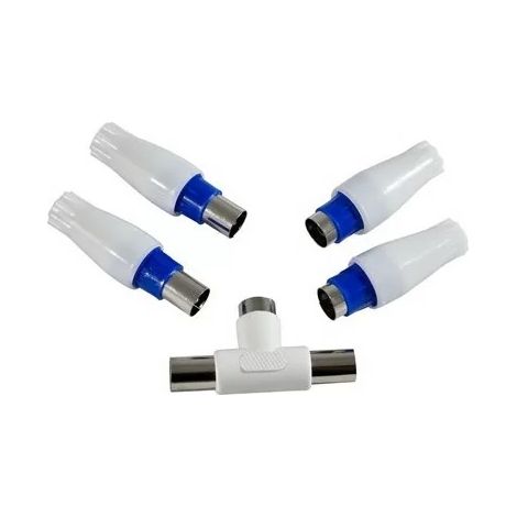 Arcotec DBTV5P Kit 5 TV-Stecker, 2 Buchsen, 2 Rollen, 1 T-Abzweig 9,52 mm