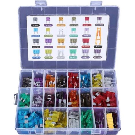 300-teiliges Auto-Sicherungsset, 2 A, 3 A, 5 A, 7,5 A, 10 A, 15 A, 20 A, 25 A, 30 A, 35 A, 40 A, Standard-Mini-Mikro-Kleinsicherungen für Auto-Motorrad-Automobil-Autosicherungen und Sicherungszieher