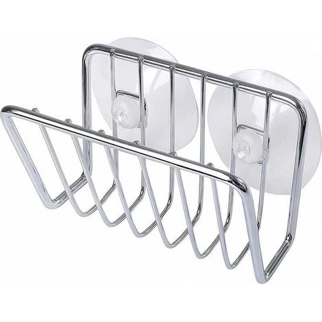 Porta spugna con ventosa in acciaio inox per lavello da cucina - Argento (1/4)