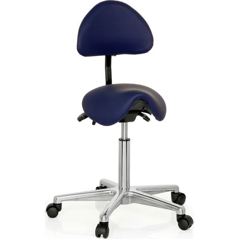 Hocker / Drehhocker / Arbeitsstuhl / Sattel TOP WORK 20 Kunstleder blau hjh OFFICE (1/5)
