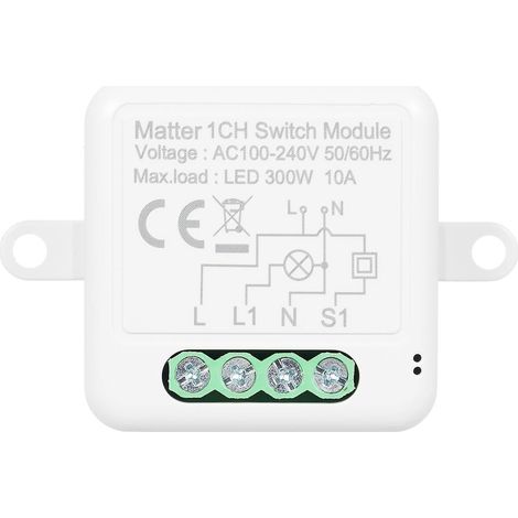 1CH Matter Mini Smart WiFi-Schaltermodul DIY Smart-Relais-Schaltermodul 10A Schalter für Smart Home Auto