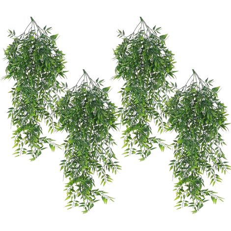 4Pcs Plante Artificielle Tombante - Artificiel Feuilles de Bambou Plante Suspendue - pour Intérieure Extérieure Déco Balcon Jardin (1/5)