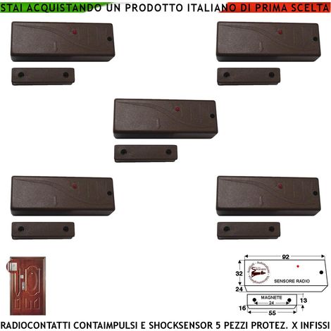 Rilevatore Magnetico Wireless Sismico Regolabile Codice Sydra 5 Pezzi Con Ingresso Sensori Antifurto Remoti NC Contaimpulsi Per Switchallarm SecurLysa Allarme Anticollisione Rileva Trapano e Scasso (1/4)