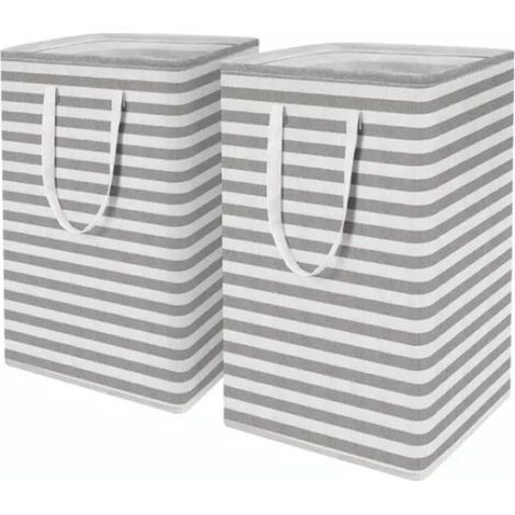 2er-Set Wäschekörbe mit verstärktem, langem Griff, faltbar, aus strapazierfähigem Canvas für Zuhause (1/5)