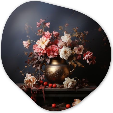 CERCHIO DA PARETE Natura morta - Fiori - Rose - Bouquet - Vaso 40x40 cm (1/4)