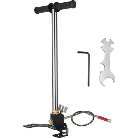 Mophorn Bomba de estribo manual de 3 etapas , 4500 PSI (0-30 MPa), bomba manual PCP para rifle de pistola de aire, acero inoxidable 301 de alto grado, para llenar cargadores de estribo y pistolas