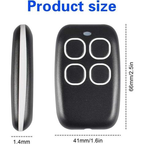Télécommande universelle pour portail, 250-915 MHz, 4 en 1, à code tournant, programmable et multifréquence, avec liste de compatibilité pour garage. (1/3)