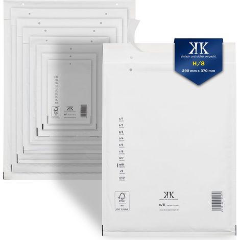 200 Luftpolster-Versandtaschen H8 H/8 290x370mm (Außenmaß) Weiß (1/5)