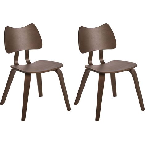 Esszimmerstuhl 2er Set DIANA Holz Dunkelbraun