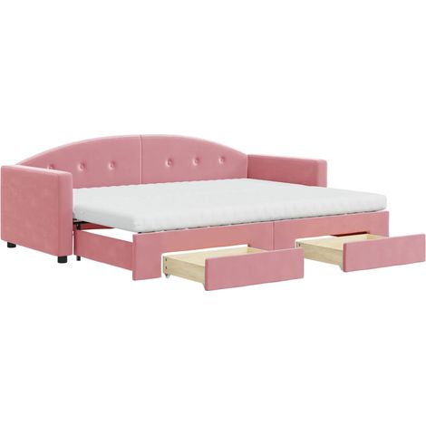 Maison Exclusive - Divano Letto Estraibile con Cassetti Rosa 80x200 cm Velluto (1/5)