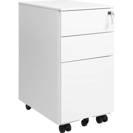 Songmics – Caisson de bureau mobile en acier avec 3 tiroirs – Dimensions 30 x 45 x 60 cm – Verrouillable et roulettes – OFC031W01 (1/5)