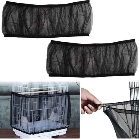 2PCS Couverture de Cage Housses pour Cages à Oiseaux Maille Couverture Protection Cage, Jupe De Garde Filet De Maille Nylon Cage À Oiseaux Graines De Recueil De Graines our Perroquet Perruches (1/5)