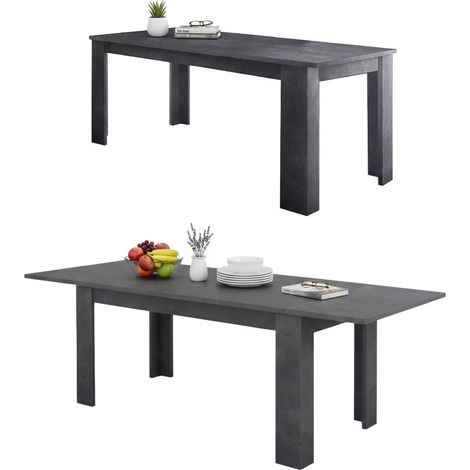 Dmora - Tavolo allungabile Agenore, Consolle allungabile fino a 12 posti, Consolle estensibile 100% Made in Italy, cm 160/210x90h75, Ardesia