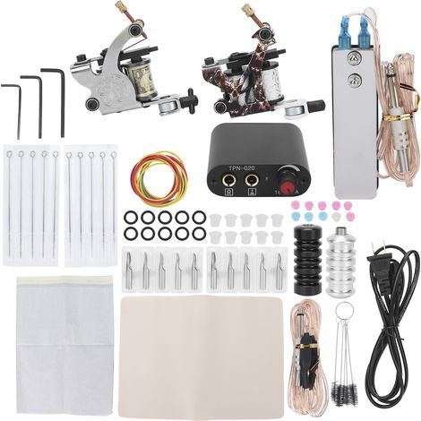 Kit professionnel tatouage machine à bobines 3RL 5M1 aiguilles peau entrainement exercice 90-265V prise US (1/5)