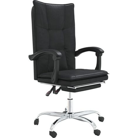 Chaise de Bureau en Cuir Synthétique Noir, Fauteuil Ergonomique Inclinable pour Maison et Bureau (1/5)