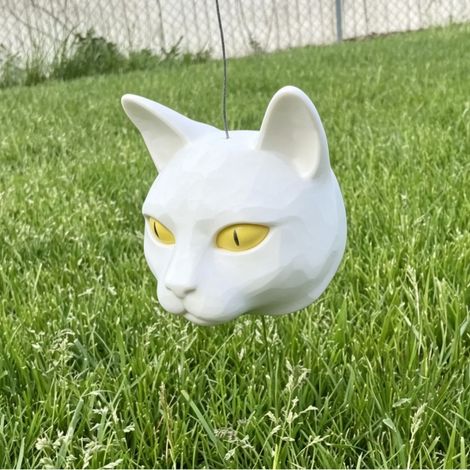 Mangeoire à écureuils en forme de tête de chat - Création imprimée en 3D - Blanche