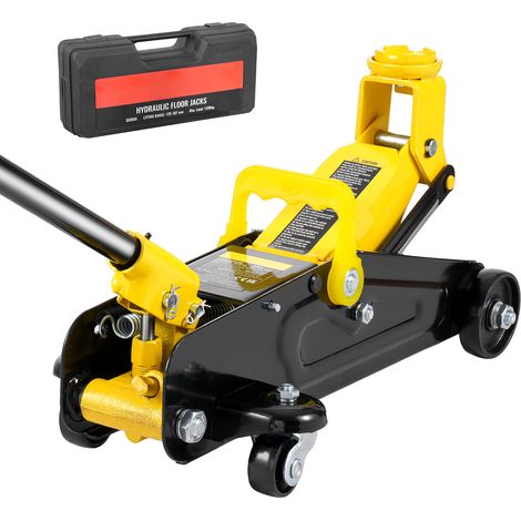 Mophorn 1.5 Ton Low Profile Floor Jack, Heavy Duty Iron Hydraulic Car Jack, Quick Lift Pump, 4.7"-12.1" Lifting Range, Yellow (1/5)