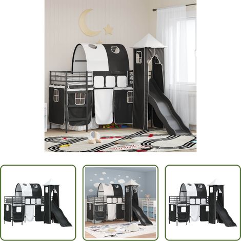 vidaXL Metallrahmen -  Kinderloftbett Schwarz 75 x 190 cm Metall