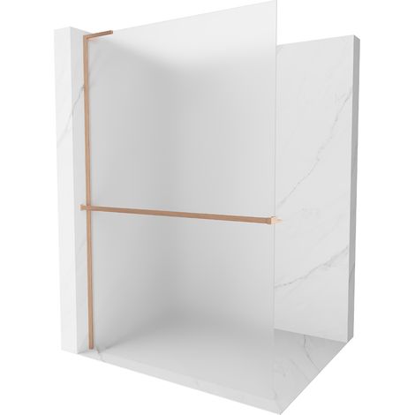 Mexen Kioto+ L Duschwand mit Walk-in Regal 110 x 200 cm, satinierter Glanz, gebürstetes Messing - 800-110-123-65-30 (1/5)