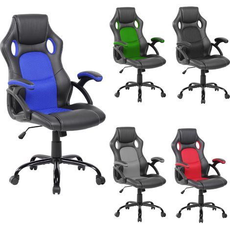 Rebecca Mobili Bürostuhl Racing Stuhl Schwarz Blau Nylon Kunstleder 120x66x63