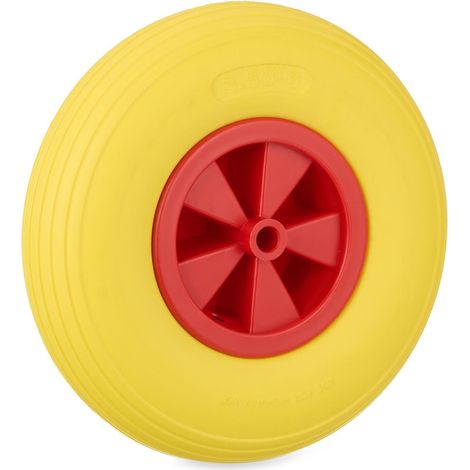 Rueda para carretilla 3,50-6 en color amarillo/rojo