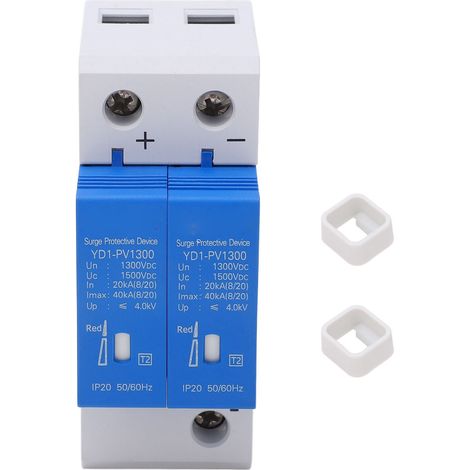 Parafoudre DC avec alarme, conception modulaire pour rail DIN, 2P 1300V 40kA, protection contre les surtensions avec dispositif d'alerte (1/5)