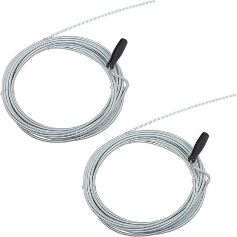 2x Sonda Sturatubi da 10 m, Spirale Sturalavandini Meccanica, per WC, Doccia, Vasca, Ø 5mm, Argento