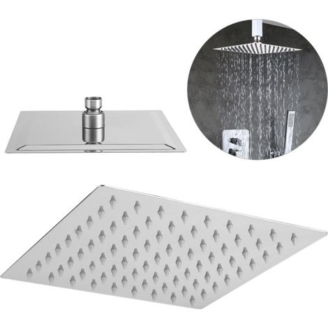 Soffione doccia a pioggia moderno e quadrato in acciaio inox per il bagno. (1/5)