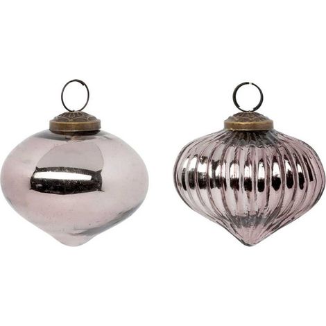 Paris Prix - Lot De 2 Boules De Noël En Verre goutte 8cm Marron (1/5)