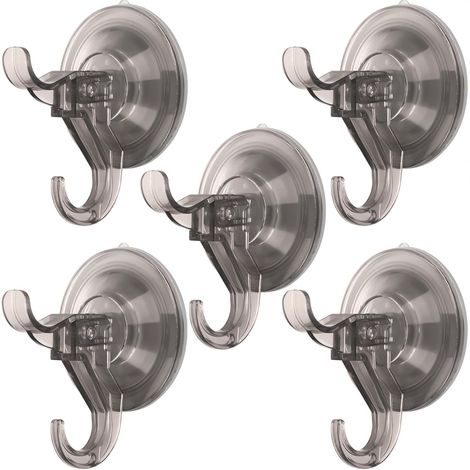 Ganchos transparentes con ventosas desmontables, aptos para baños, cristales, puertas y ventanas (gris, 10 unidades). (1/5)