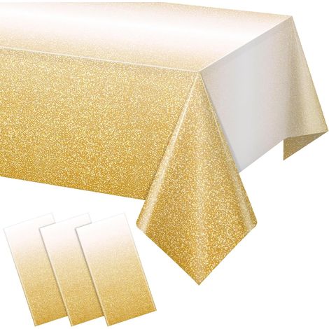 Lot de 3 nappes à pois dorés et blancs